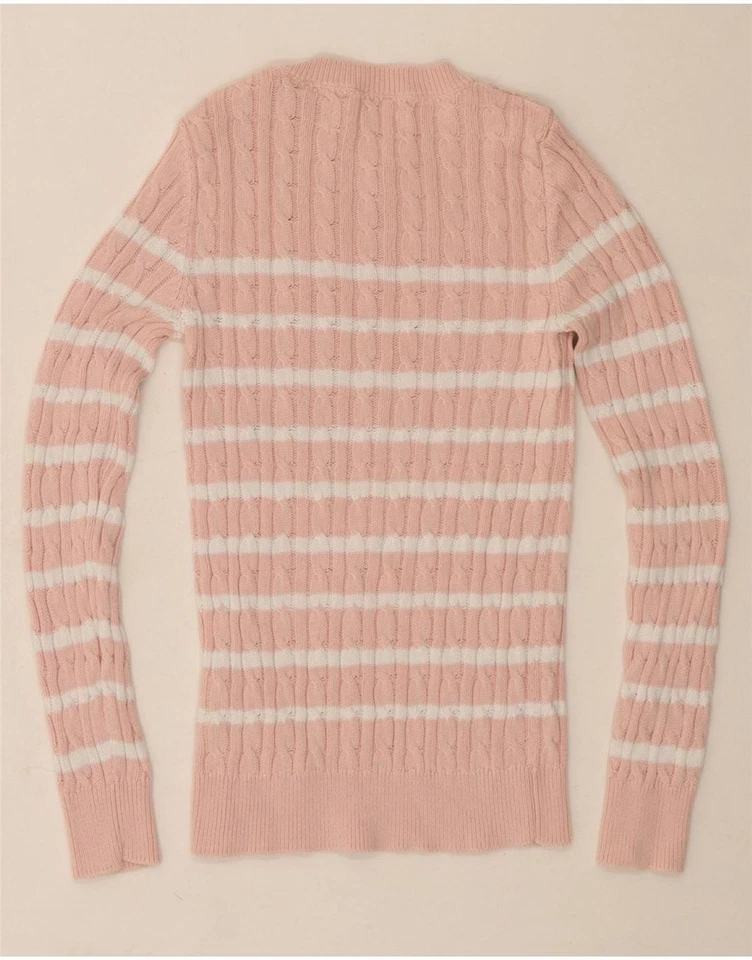 SUPERDRY Womens Crew Neck Jumper Sweater UK 6 XS  Pink Striped Cotton OB05 - Image 2 of 3