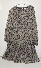 LOFT Petite Large Fit & Flare Dress – Dark Romantic Floral – Long Sleeve – Knee