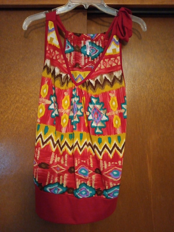 Women's Rue 21 Colorful Spaghetti String Top Size L Gathered At The Bottom