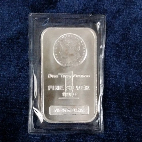 1 oz .999 Fine Silver Morgan Bar, Silvertowne, Made in USA, Sealed