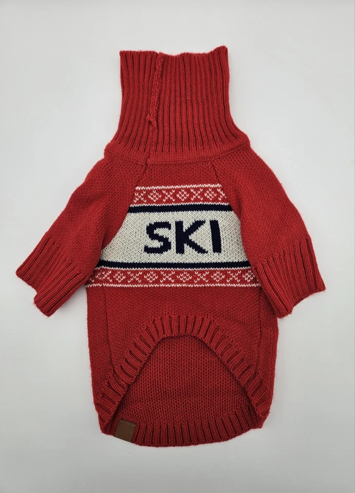New Knitted "SKI" Winter Dog Sweater, Size Medium, Red, White, Blue, Foggy Dog - Image 2 of 4