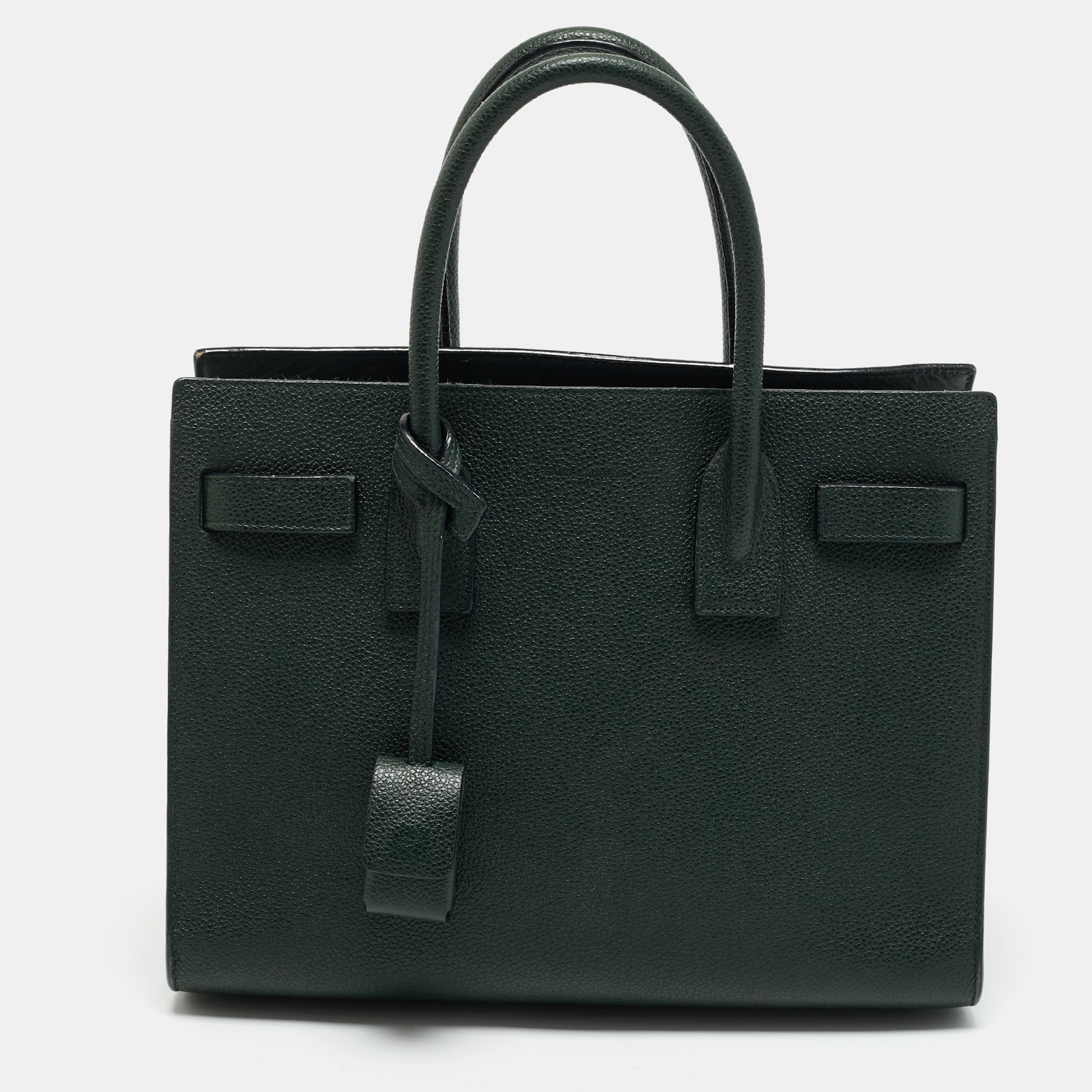 Saint Laurent Dark Green Leather Baby Sac De Jour Tote Bag