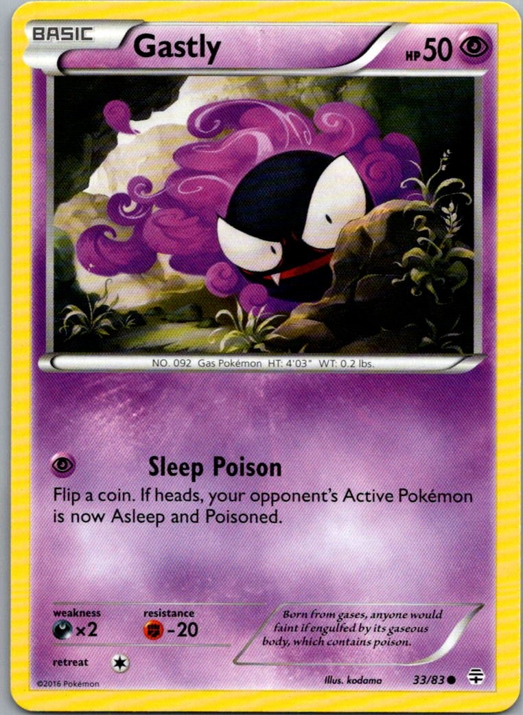 Gastly 33/83 Common Generations Pokemon Lightly Played