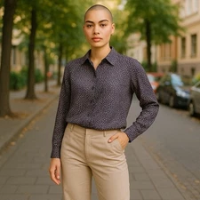 Vintage Isabel Marant Blouse Women Sz 1 US 4 Long Sleeve Abstract Print Button