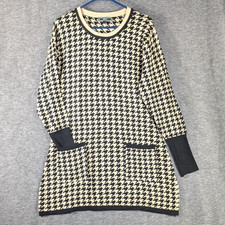 3Calm Knitted Houndstooth Jumper Dress Pockets Size Large 