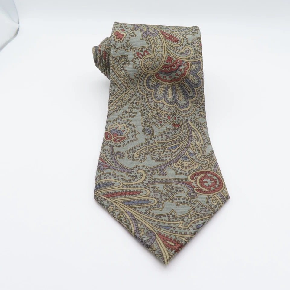 Галстук Burberry шелковый синий красный пейсли ширина 3,25 дюйма длина 57 дюймов Япония - Изображение 3 из 4