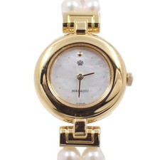 Montre pour femme MIKIMOTO JAL double brin perle cadran doré GP shell