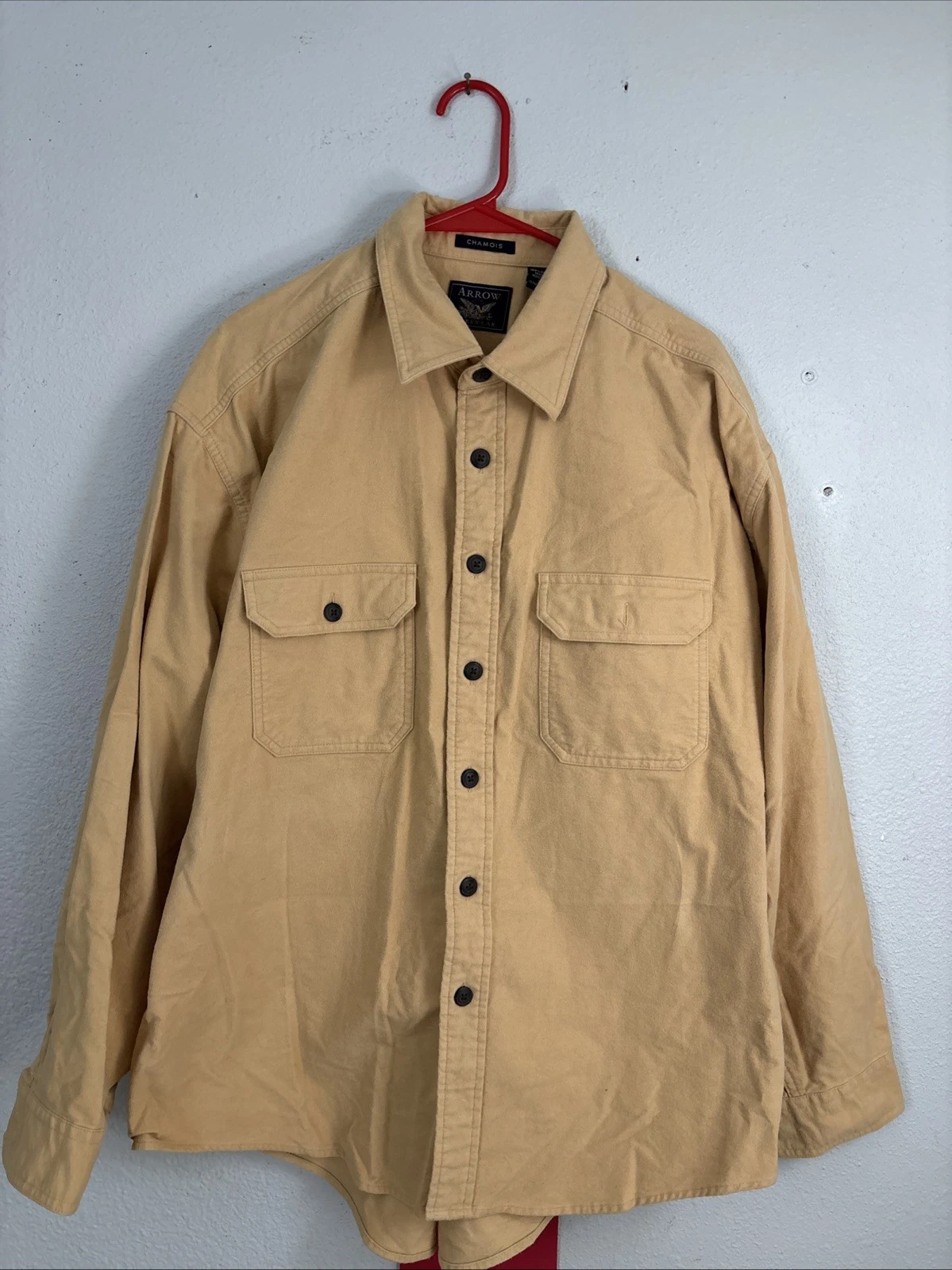 Arrow Workwear Shirt Tan Chamois Vintage Outdoor Hunting Mens XL 100% Cotton