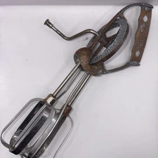 Vintage Egg Beater Hand Mixer Stainless Steel Made In USA 10" Farmhouse Decor