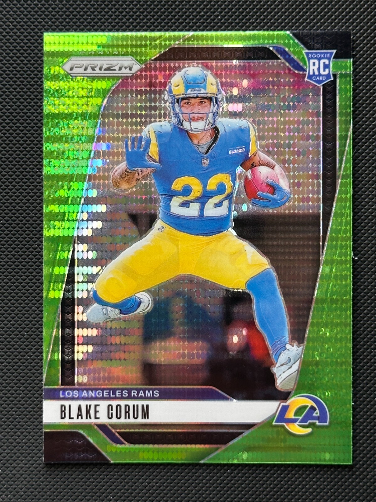 2024 Panini Prizm Neon Green Pulsar #308 Blake Corum RC Los Angeles Rams