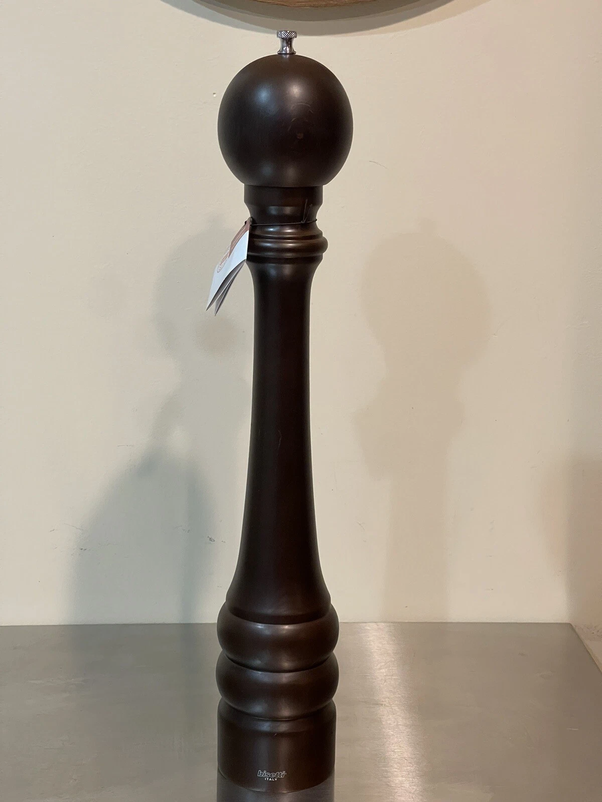 Bisetti Italy 20” LARGE Tall Pepper Mill Grinder Wood Mint