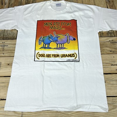 Vtg Y2K New Old Stock Grimmy Dogs Are From Uranus White Graphic T-Shirt Men's XL