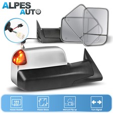 Pair Chrome Power Heated Tow Mirrors For 1998-02 Dodge Ram 1500 2500 3500 Truck