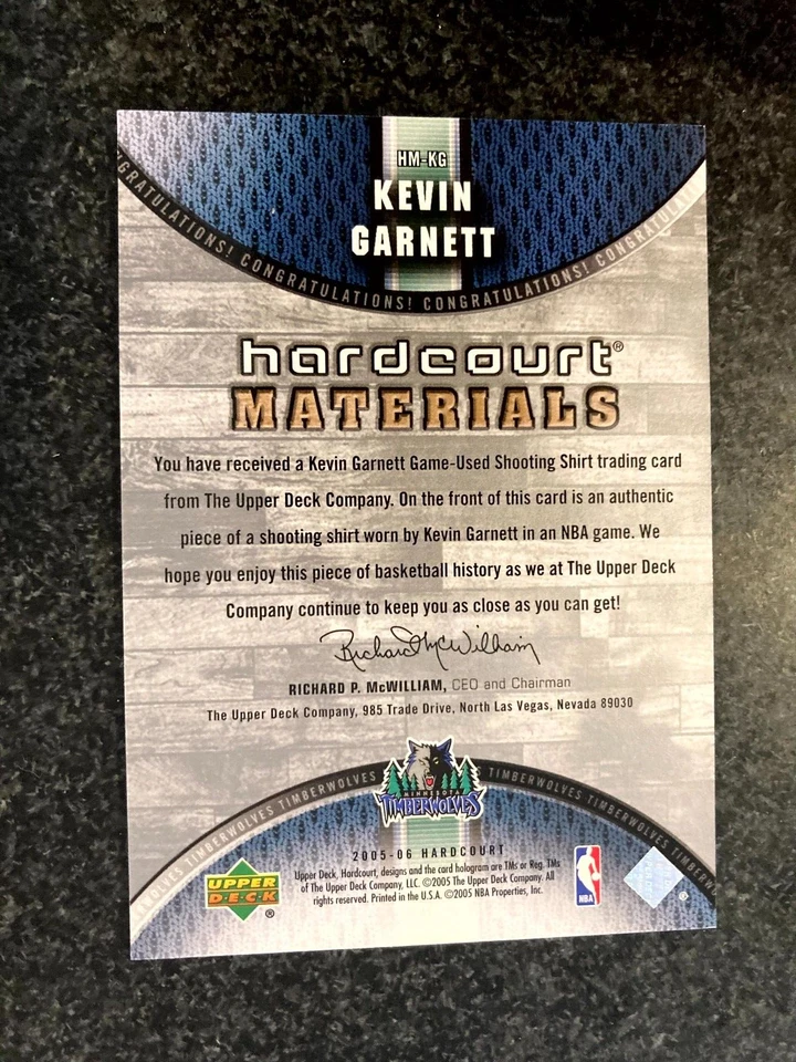 2005-06 Upper Deck Hardcourt Materials #KG Kevin Garnett B20 - Image 2 of 2