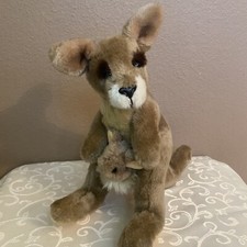 Plush Kangaroo With Plush Kangaroo Baby 10" by C.A. Toys Sydney, Australia VGC