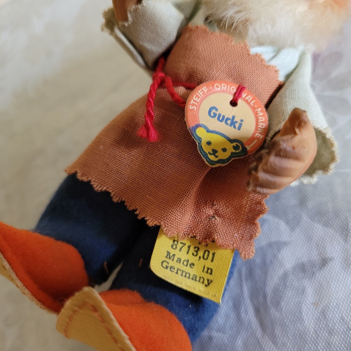 Vintage Original Steiff Dwarf Gnome Doll Gucki 8713, 01 with Both