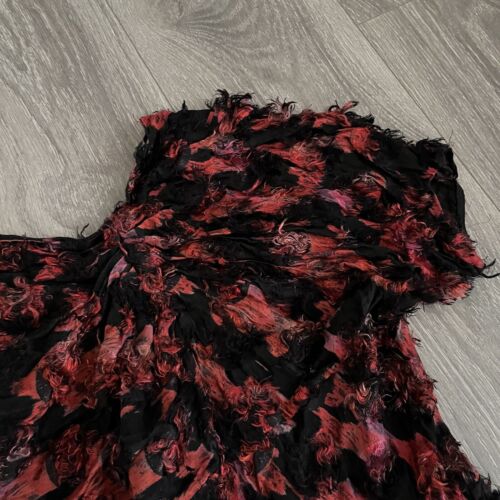 Marni Italy 100% Seide Kurzarm Bluse Oberteil rot schwarz abstrakt gerafft Gr. 38 - Bild 4 von 15