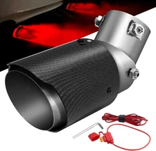 Red LED Racing Style Curved Exhaust Tailpipe For 1.5"-2.4" Inlet Adjustable