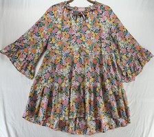 Show Me Your MuMu Viola Floral Mini Tiered Baby Doll Dress Size S Flawed