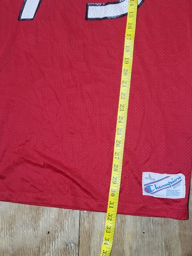 VTG Champion BLANK Football Jersey Men L Red Made in USA @j8 - Picture 8 of 9
