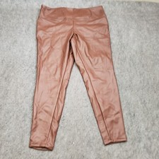 A New Day Pants Womens XL Brown Skinny Faux Leather Mid Rise Pull On Ladies