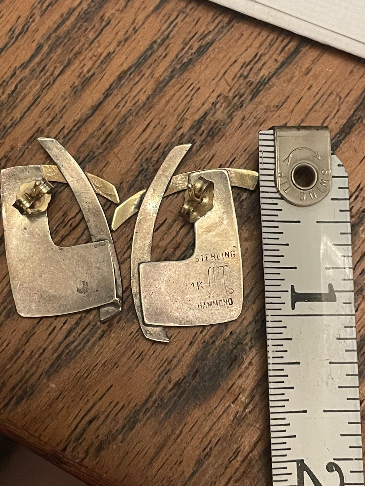 Beautiful Vintage Hammond Sterling Silver & 14K Gold Earrings eBay