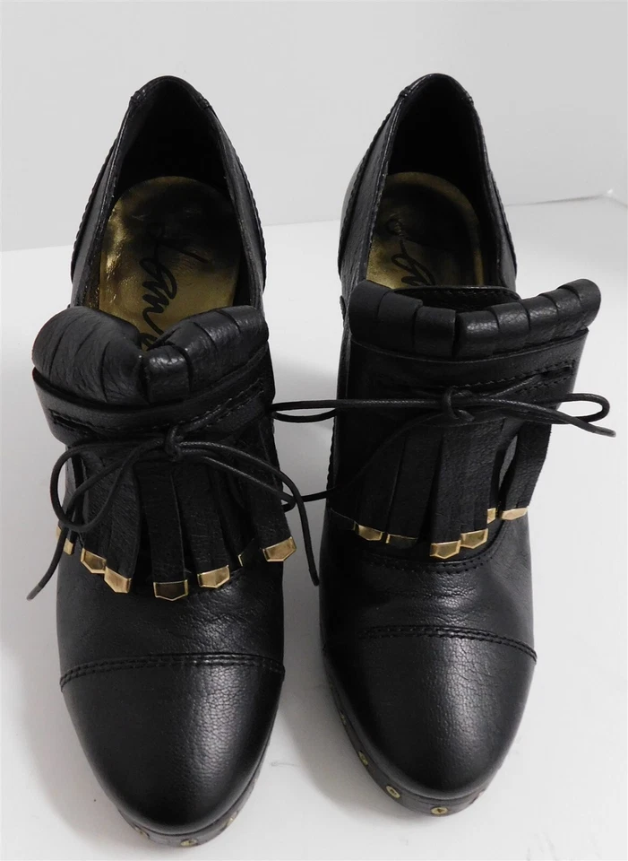 Botines Lanvin Italia de cuero negro con cordones con tachuelas 37 Foto 3 de 4