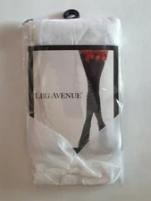 Leg Avenue White Satin Bow Opaque Hold-Up Stockings Stay-Up Wedding Hosiery