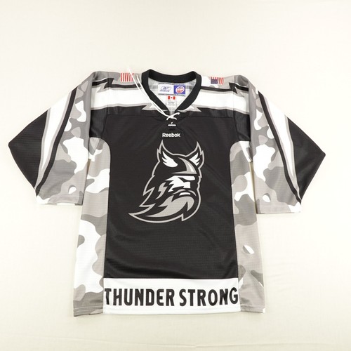Adirondack Thunder Jersey Mens Small Black White Camo ECHL Hockey Shirt Reebok - 第 1/11 張圖片