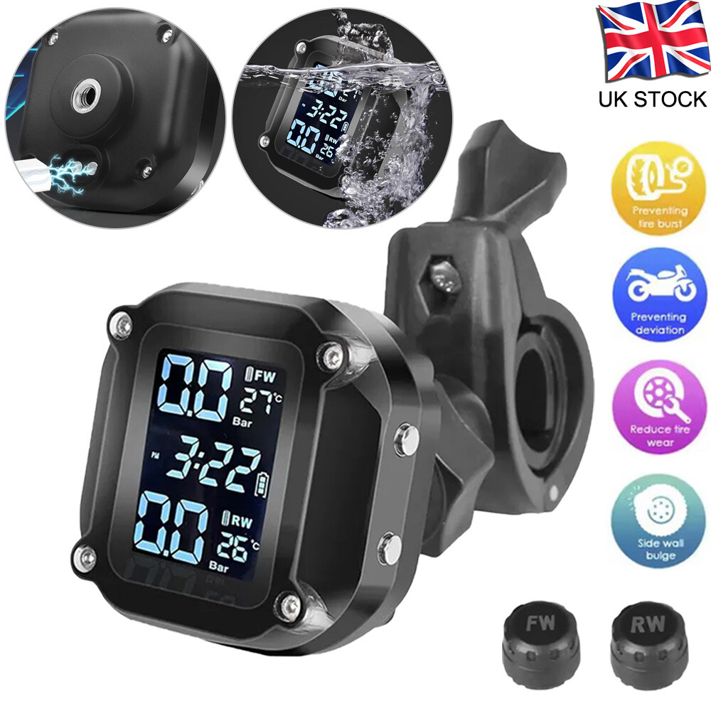 Motorcycle TPMS Wireless Tyre Pressure Monitoring System with Display LCD