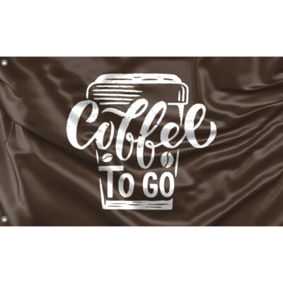 Coffee To Go Dark Flag einzigartiges Design, 3x5 Fuß / 90x150 cm Größe, EU Made
