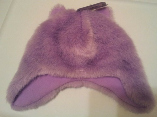 Girls Faux Fur Beanie Hat w/ Ears Pink Purple Green Lilac Lined Soft Ear Flaps - Picture 44 of 60