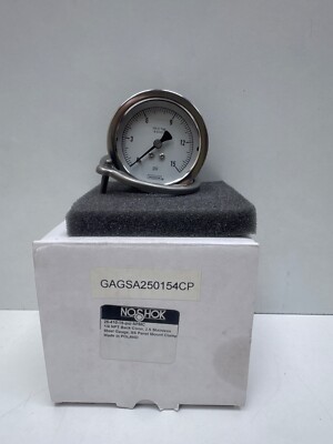 NOSHOK 25-410-15-psi-SPMC 1/4 Npt Rücken Conn, 2.5 Edelstahl Gauge