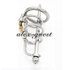 Men Locking Belt Restraint Device Long Tube Stainless Steel Male Chastity Cage
