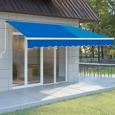 12 x 10 FT Patio Retractable Awning Canopy UV Water-Resistant, Sunshade Shelter