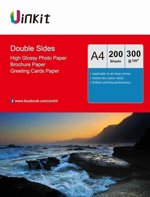 200Sheets A4 300Gsm Thick Double Side High Glossy Inkjet Paper Photo Paper Uinki