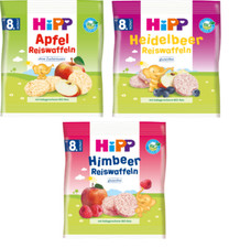 3x german HiPP Organic Rice Cakes for babies Blueberry, Apple and Raspberry New