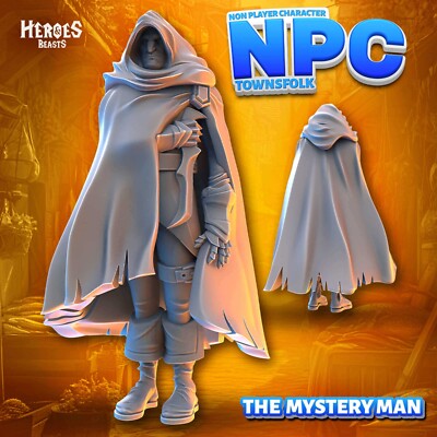 Dungeons & Dragons NPC Character - Male Mysterious Figure, Hooded Person