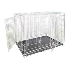 Gabbia/box /kennel Pieghevole per Cani/Gatti in Acciaio Doppia Porta + Maniglie
