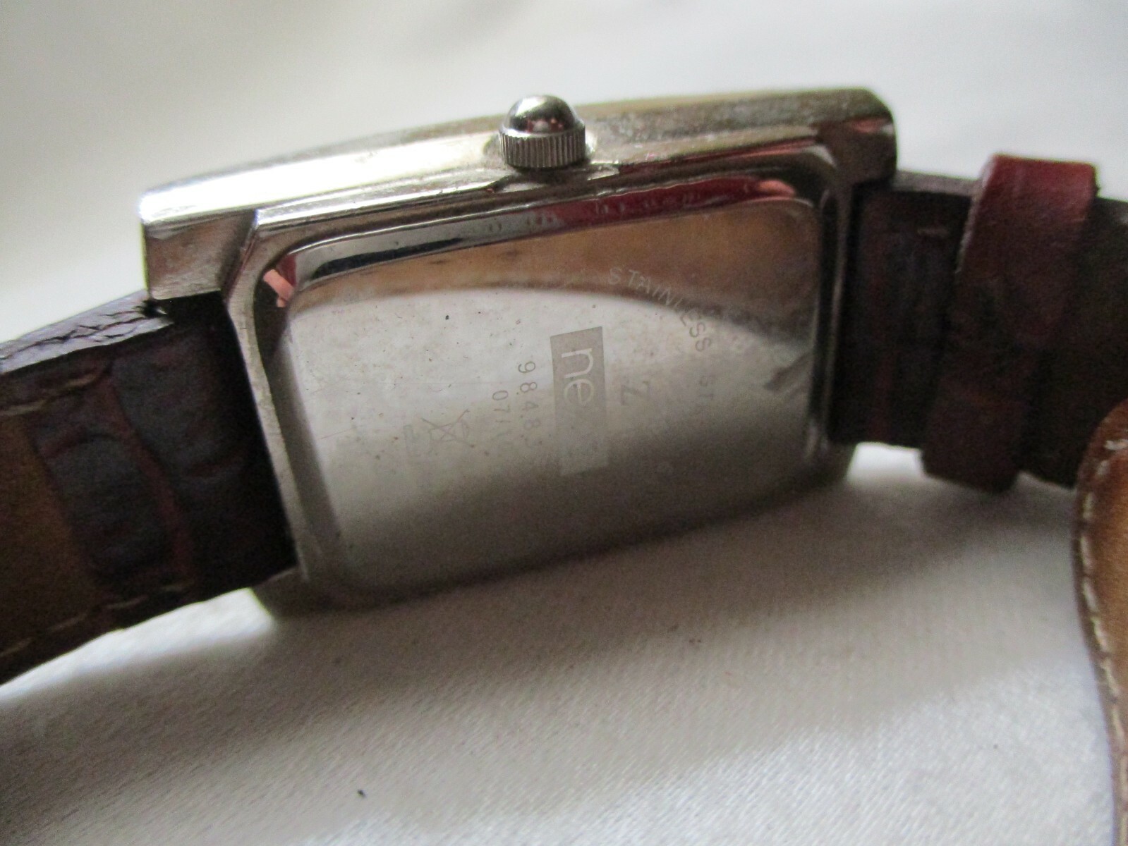 Next Rectangular Silver Tone Red Genuine Leather … - image 5