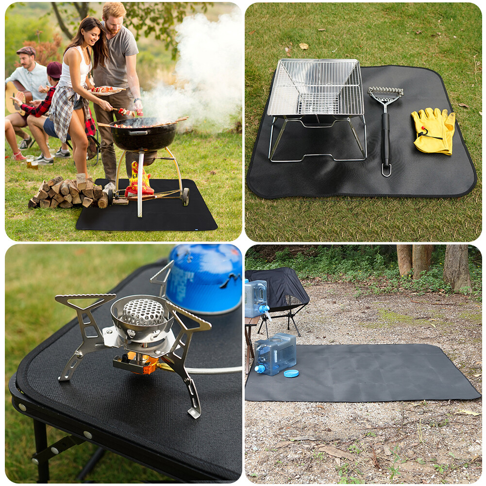 BBQ Mat Foldable Under Grill Mats Heat Insulation Floor Protection BBQ