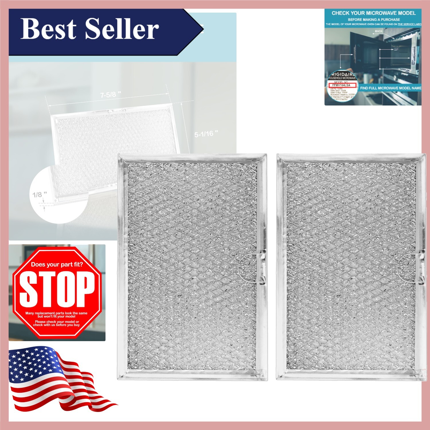 Microwave Grease Filter Replacement For GE Models JVM1630WB004, WB005, WB006, WB007