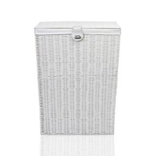 Laundry Basket Hand Woven Resin White with Removable White Lining Bin