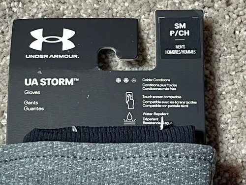 Under Armour Storm Gloves Mens Size Small Water Repellent Quick Dry Gray Black - Picture 3 of 5