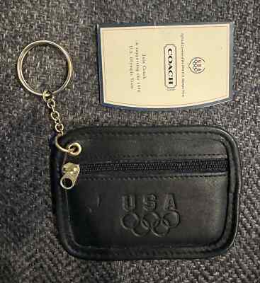 Vintage Coach 1996 USA Olympics Team Coin Purse Black Key Chain w