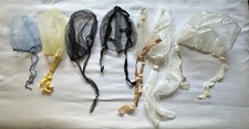VTG Mid Century Hair Bonnet Net Lot 7pc 50s 60s Bouffant Sleep Rain Cap Chiffon