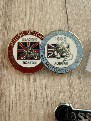 Vtg BSAOCNE British Motorcycle Meet Pins Lot 1989 1993 Classic Bike Magazine Pin