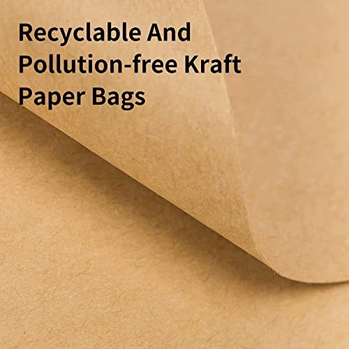 Brown Kraft Paper Bags with Handles Bulk, 5.9"x3.2"x8.3" 100Pcs Paper Gift Ba...