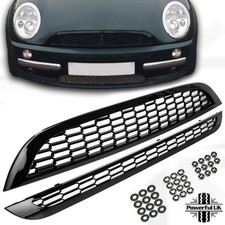 Gloss Black JCW/Aero Style Front Bumper Bonnet Mesh Grille for BMW Mini 2001-06