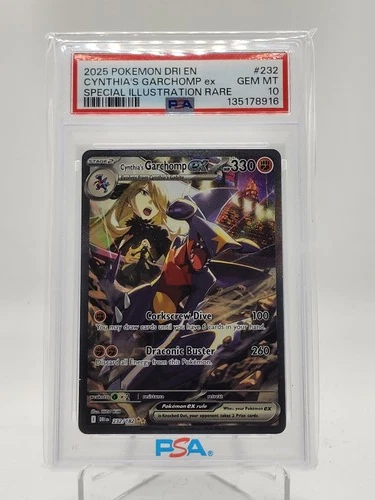 CYNTHIA'S GARCHOMP EX 2025 POKEMON DESTINED RIVALS SIR #232 PSA 10 Q0895
